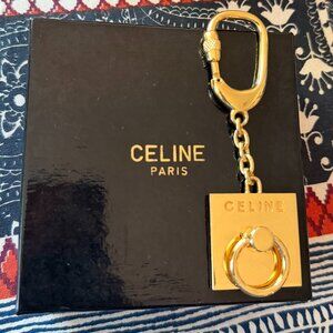 Celine Paris Goldtone Bag Charm Keychain with Box, Preowned